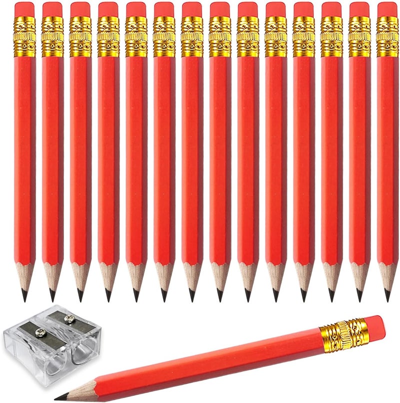 Adhere 25pcs Golf Pencils with eraser Hexagon Wooden Pencils Graphite 2B for Golf Event Scoring,Classroom,Wedding,Company Meetings,Pew, Pocket (Red) - Image 1